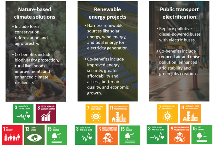 Examples of carbon projects and co-benefits